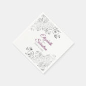 Cassis Lila mit Silver Frills Elegante Hochzeit Serviette (Ecke)