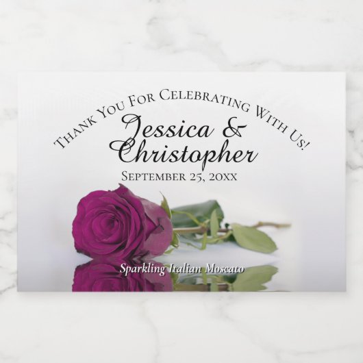 Cassis Lila Rose Klasse Hochzeit Danke Mini Schaumweinetikett (Einzelnes Label)