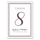 Cassis Lila Wedding Modern Simple Chic Tischnummer (Rückseite)