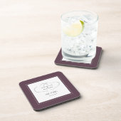 Cassis Lila Wedding Mr & Mrs. Elegant Chic Hearts Getränkeuntersetzer (Rechte Seite)