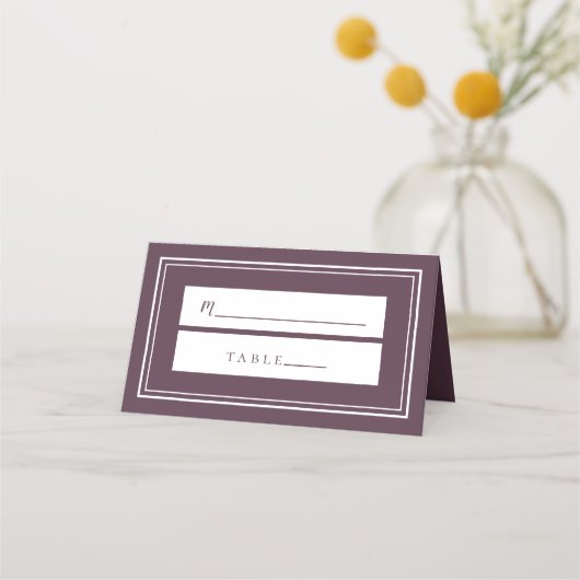 Cassis Lila Wedding Simple Minimalistisch Chic Gas Platzkarte (Vorderseite)