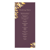 Cassis maroon botanisches Hochzeitsprogramm Werbekarte (Hinten)