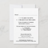 Cassis on Gray Silver Lace Calligraphy Wedding RSVP Karte (Rückseite)
