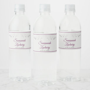 Cassis on Gray Vintag Blüh Elegante Hochzeit Wasserflaschenetikett