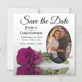 Cassis Rose auf White Wedding Save the Date Foto Magneteinladung (Vorderseite)