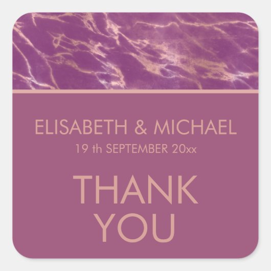 Cassis Rose Goldmarmor romantisch elegant Quadratischer Aufkleber (Vorderseite)