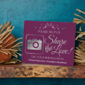 Cassis & Silver Wedding Foto Hashtag Sign Fotoplatte (Seite)
