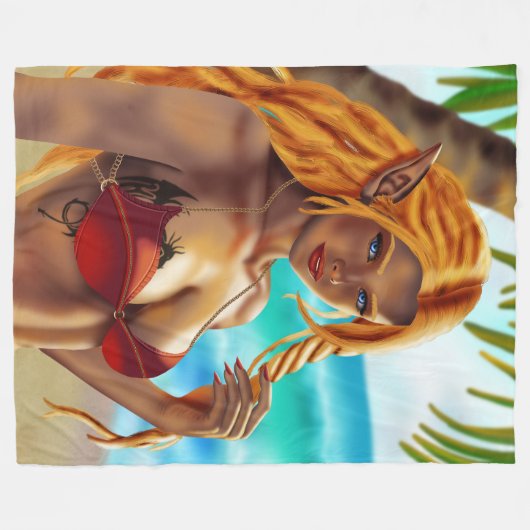 Cassja am Strand Fleecedecke (Vorderseite (Horizontal))