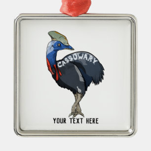 cassowary color woody text ornament aus metall
