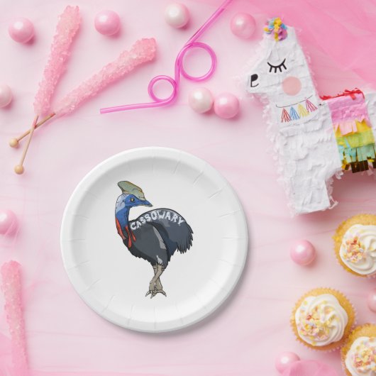cassowary color woody text pappteller (Party)