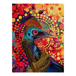 Cassowary in Aborigine Dot Art Style Poster