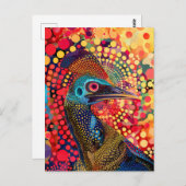 Cassowary in Aborigine Dot Art Style Postkarte (Vorne/Hinten)
