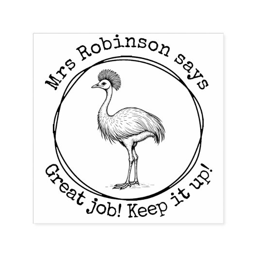 Cassowary personalisiert Teacher Great Work Class Permastempel (Design)