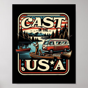 Cast In The USA Vintage-Angelfischen-Abenteuer Poster