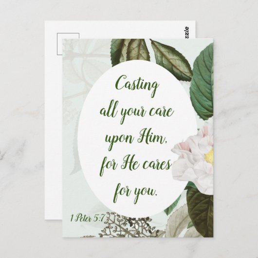 Cast your Cares, Anxiety, Worry Inspirational Postkarte (Vorne/Hinten)