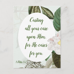 Cast your Cares, Anxiety, Worry Inspirational Postkarte