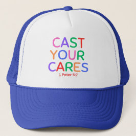 Cast Your Cares Bibel Verse Trucker Hat Truckerkappe