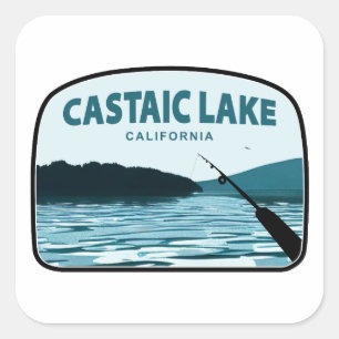 Castaic Lake California Angelrute Quadratischer Aufkleber