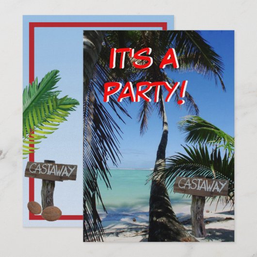 Castaway Party 2 Einladung (Vorne/Hinten)