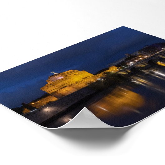 Castel Sant Angelo by night Poster (Ecke)