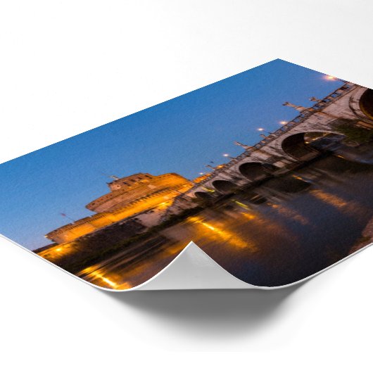 Castel Sant Angelo by night Poster (Ecke)