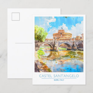 Castel Sant'Angelo Rom Italien Vintage Reise Postkarte