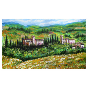 CASTELS IN CHIANTI LANDSCAPE,GELBE BLUME STOFF