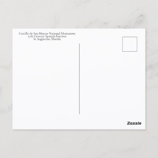 Castillo de San Marcos St Augustine Postkarte (Rückseite)