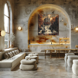 Castillo en Cascada: Impresionista y Realista Poster