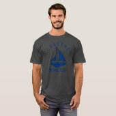 Castine Maine Segelbootschiff Navy Blue Text Abstr T-Shirt (Vorne ganz)