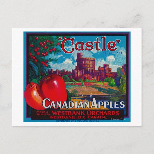 Castle Apple Label - Westbank B.C. Kanada Postkarte (Vorderseite)