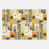 Castle Blocks Orange Geschenkpapier Set (Vorderseite)