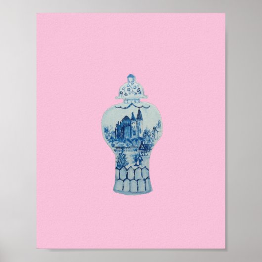 Castle Blue und White Ginger Jar Art Print Poster (Vorne)