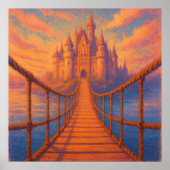Castle Bridge - Pastel Painting Style Fantasy Art Poster (Vorne)