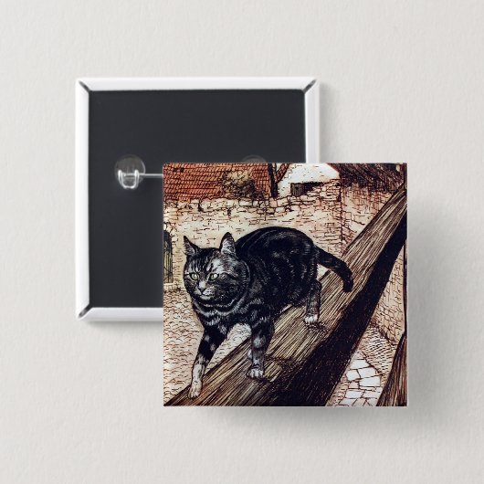 Castle Cat Rackham Illustration Button (Vorne & Hinten)