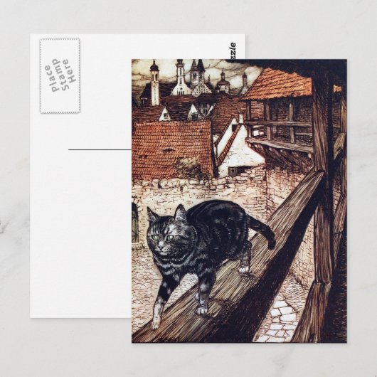Castle Cat Rackham Illustration Postkarte (Vorne/Hinten)
