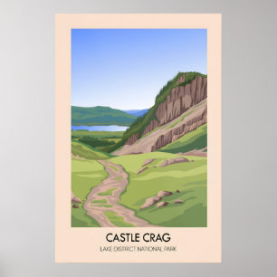 Castle Crag Berg Lake District Reiseplakat Poster