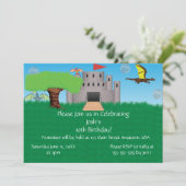 Castle Dragon Themed Geburtstag Einladung (Stehend Vorderseite)
