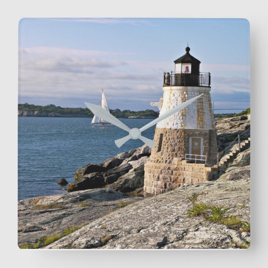 Castle Hill Lighthouse, Rhode Island Quadratische Wanduhr (Vorderseite)
