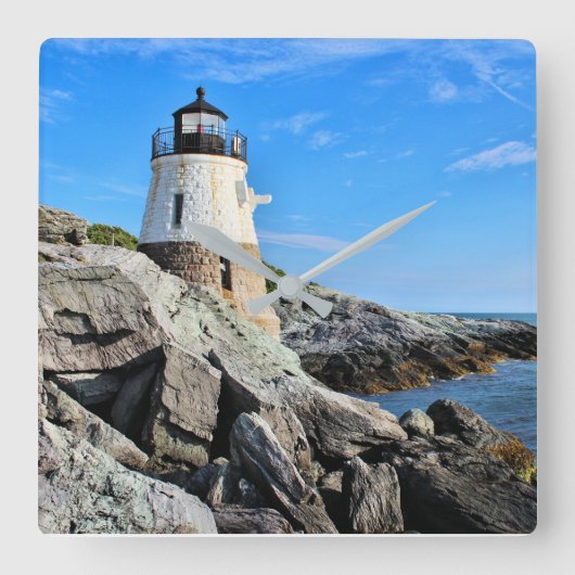 Castle Hill Lighthouse, Rhode Island Quadratische Wanduhr (Vorderseite)