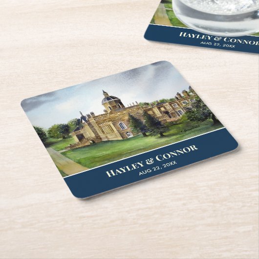 Castle Howard York England Aquarellmalerei Rechteckiger Pappuntersetzer (angewinkelt)