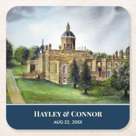 Castle Howard York England Aquarellmalerei Rechteckiger Pappuntersetzer