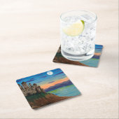 "Castle Island" Landschaftliche Burginsel Unterset Rechteckiger Pappuntersetzer (Vor Ort)