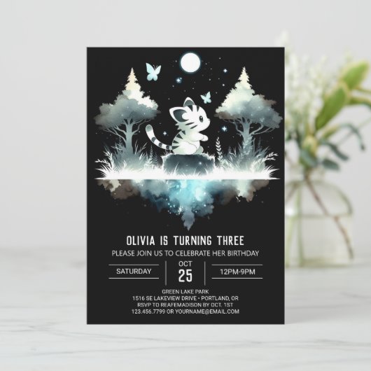 Castle Little Tiger Birthday Einladung (Stehend Vorderseite)