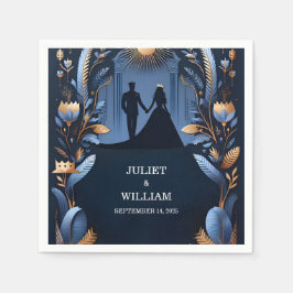 Castle Luxury Fuchsia Crown Royal Blue Wedding Serviette