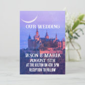 CASTLE MOON BLAUE GOTHIC CUSTOM WEDATIONS EINLADUNG (Stehend Vorderseite)