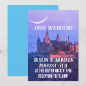 CASTLE MOON BLAUE GOTHIC CUSTOM WEDATIONS EINLADUNG (Vorne/Hinten)