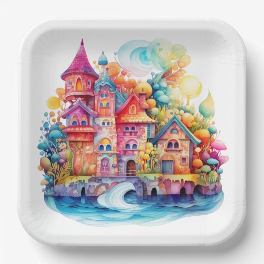 Castle Pink Dreamworld Pappteller (Vorderseite)