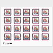Castle Pink Dreamworld Quadratischer Aufkleber (Blatt)
