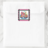 Castle Pink Dreamworld Quadratischer Aufkleber (Tasche)